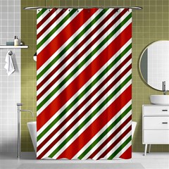 Christmas-color-stripes Shower Curtain 48  X 72  (small)  by Grandong