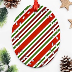 Christmas-color-stripes Ornament (oval Filigree) by Grandong