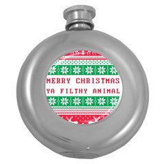 Merry Christmas Ya Filthy Animal Round Hip Flask (5 Oz) by Grandong