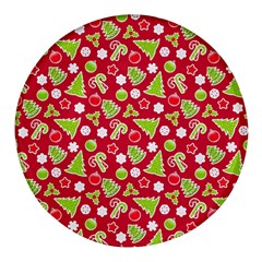 Christmas-paper-scrapbooking-pattern Round Glass Fridge Magnet (4 Pack) by Grandong