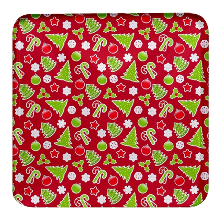 Christmas-paper-scrapbooking-pattern Square Glass Fridge Magnet (4 pack)