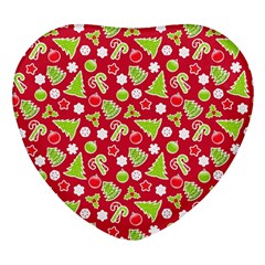 Christmas-paper-scrapbooking-pattern Heart Glass Fridge Magnet (4 Pack) by Grandong