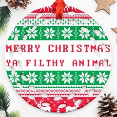 Merry Christmas Ya Filthy Animal Ornament (round Filigree) by Grandong