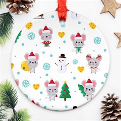 Christmas-seamless-pattern-with-cute-kawaii-mouse Ornament (round) by Grandong