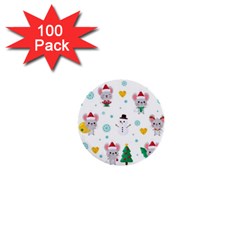 Christmas-seamless-pattern-with-cute-kawaii-mouse 1  Mini Buttons (100 Pack)  by Grandong