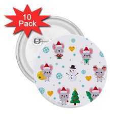 Christmas-seamless-pattern-with-cute-kawaii-mouse 2 25  Buttons (10 Pack)  by Grandong