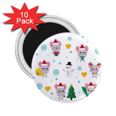 Christmas-seamless-pattern-with-cute-kawaii-mouse 2 25  Magnets (10 Pack)  by Grandong