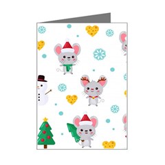 Christmas-seamless-pattern-with-cute-kawaii-mouse Mini Greeting Card by Grandong