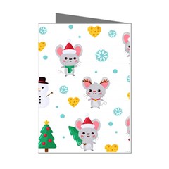 Christmas-seamless-pattern-with-cute-kawaii-mouse Mini Greeting Cards (pkg Of 8) by Grandong