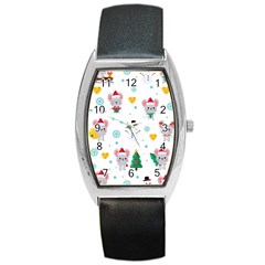 Christmas-seamless-pattern-with-cute-kawaii-mouse Barrel Style Metal Watch by Grandong