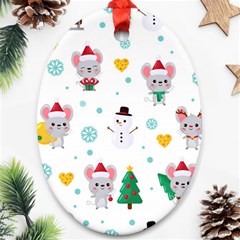 Christmas-seamless-pattern-with-cute-kawaii-mouse Oval Ornament (two Sides) by Grandong