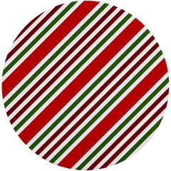 Christmas-color-stripes Uv Print Round Tile Coaster by Grandong