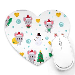 Christmas-seamless-pattern-with-cute-kawaii-mouse Heart Mousepad by Grandong