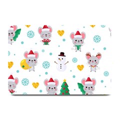 Christmas-seamless-pattern-with-cute-kawaii-mouse Plate Mats by Grandong