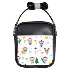 Christmas-seamless-pattern-with-cute-kawaii-mouse Girls Sling Bag by Grandong