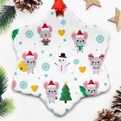 Christmas-seamless-pattern-with-cute-kawaii-mouse Ornament (snowflake) by Grandong