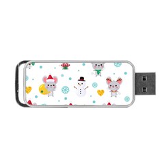 Christmas-seamless-pattern-with-cute-kawaii-mouse Portable Usb Flash (one Side) by Grandong