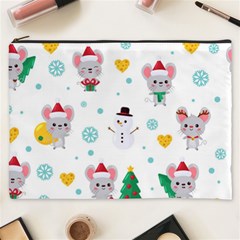 Christmas-seamless-pattern-with-cute-kawaii-mouse Cosmetic Bag (xxxl) by Grandong