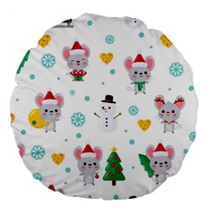 Christmas-seamless-pattern-with-cute-kawaii-mouse Large 18  Premium Round Cushions by Grandong