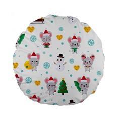 Christmas-seamless-pattern-with-cute-kawaii-mouse Standard 15  Premium Flano Round Cushions by Grandong