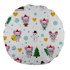 Christmas-seamless-pattern-with-cute-kawaii-mouse Large 18  Premium Flano Round Cushions by Grandong