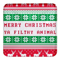 Merry Christmas Ya Filthy Animal Square Glass Fridge Magnet (4 Pack) by Grandong