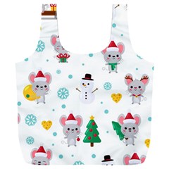 Christmas-seamless-pattern-with-cute-kawaii-mouse Full Print Recycle Bag (xxl) by Grandong