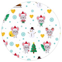 Christmas-seamless-pattern-with-cute-kawaii-mouse Round Trivet by Grandong