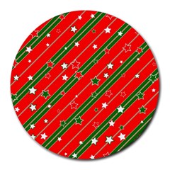 Christmas-paper-star-texture     - Round Mousepad by Grandong