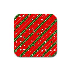 Christmas-paper-star-texture     - Rubber Square Coaster (4 Pack) by Grandong