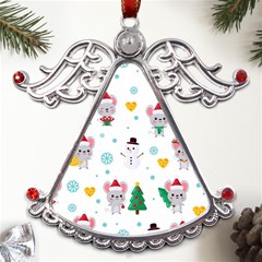 Christmas-seamless-pattern-with-cute-kawaii-mouse Metal Angel With Crystal Ornament by Grandong