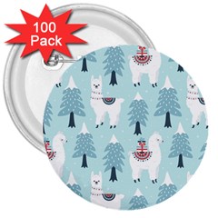 Christmas-tree-cute-lama-with-gift-boxes-seamless-pattern 3  Buttons (100 Pack)  by Grandong