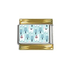 Christmas-tree-cute-lama-with-gift-boxes-seamless-pattern Gold Trim Italian Charm (9mm) by Grandong