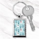 Christmas-tree-cute-lama-with-gift-boxes-seamless-pattern Key Chain (Rectangle) Front