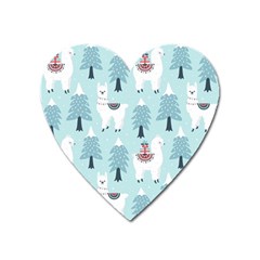 Christmas-tree-cute-lama-with-gift-boxes-seamless-pattern Heart Magnet by Grandong