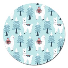 Christmas-tree-cute-lama-with-gift-boxes-seamless-pattern Magnet 5  (round) by Grandong