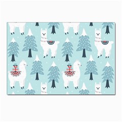 Christmas-tree-cute-lama-with-gift-boxes-seamless-pattern Postcard 4 x 6  (pkg Of 10)