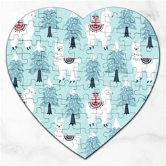 Christmas-tree-cute-lama-with-gift-boxes-seamless-pattern Jigsaw Puzzle (heart) by Grandong