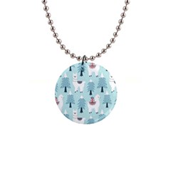 Christmas-tree-cute-lama-with-gift-boxes-seamless-pattern 1  Button Necklace by Grandong