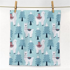 Christmas-tree-cute-lama-with-gift-boxes-seamless-pattern Face Towel by Grandong