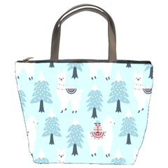 Christmas-tree-cute-lama-with-gift-boxes-seamless-pattern Bucket Bag by Grandong