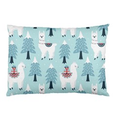 Christmas-tree-cute-lama-with-gift-boxes-seamless-pattern Pillow Case by Grandong