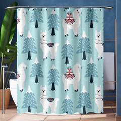 Christmas-tree-cute-lama-with-gift-boxes-seamless-pattern Shower Curtain 60  X 72  (medium)  by Grandong