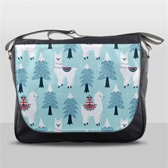 Christmas-tree-cute-lama-with-gift-boxes-seamless-pattern Messenger Bag by Grandong