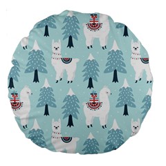 Christmas-tree-cute-lama-with-gift-boxes-seamless-pattern Large 18  Premium Round Cushions by Grandong