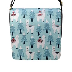 Christmas-tree-cute-lama-with-gift-boxes-seamless-pattern Flap Closure Messenger Bag (l) by Grandong