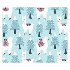 Christmas-tree-cute-lama-with-gift-boxes-seamless-pattern Two Sides Premium Plush Fleece Blanket (small) by Grandong