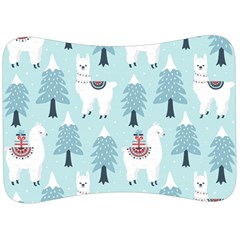 Christmas-tree-cute-lama-with-gift-boxes-seamless-pattern Velour Seat Head Rest Cushion by Grandong