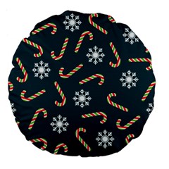 Christmas-seamless-pattern-with-candies-snowflakes Large 18  Premium Flano Round Cushions by Grandong