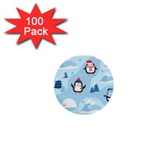 Christmas-seamless-pattern-with-penguin 1  Mini Buttons (100 Pack)  by Grandong